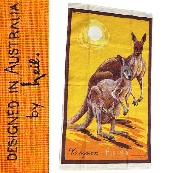 Kangaroos.  Australia. DESIGNED IN AUSTRALIA by Neil. Pure Linen. Fast Colours. - Picture 15 of 15